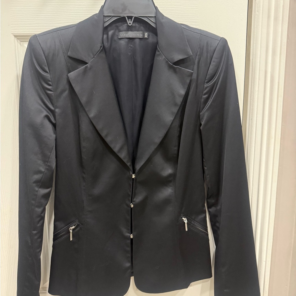 Guess Black Women's Blazer with Zipper Accents